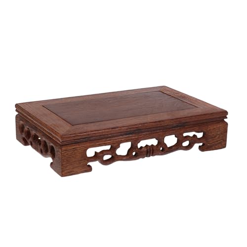 DIYEAH Soporte de Madera Rectangular para Exhibición de Artesanías Base de Exhibición Mediana Pedestal para Jarrones y Piedras Decorativas Elevador Resistente para Decoración del