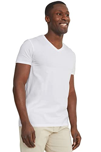 C&A T-shirt homme col en V stretch|coton uni, Blanc., XL