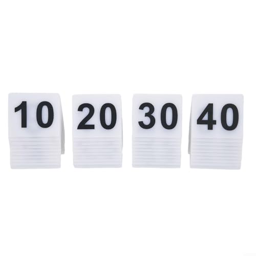 Numéro de table acrylique blanc en V de 1 à 40 avec marquage noir lisible