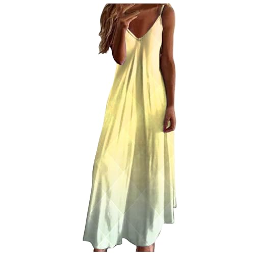 Sommerkleid Damen Leicht Und Luftig, Kleid Damen Sommer Lang Ärmellos Musselin Trägerkleid Boho Maxikleid Strandkleid Große Größen Sommerkleider...