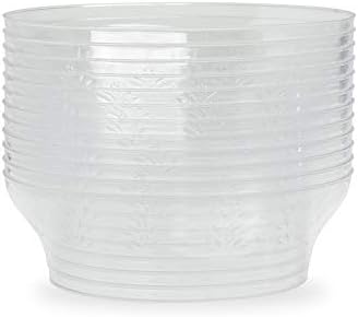Pack of 12 Clear Hard Plastic Dessert Bowls 285ml | Plastic Candy Dish | 10oz Dessert Cups ~ Washable-Reusable ~ Works Well for Dessert, Dips, Candies, Nuts etc.