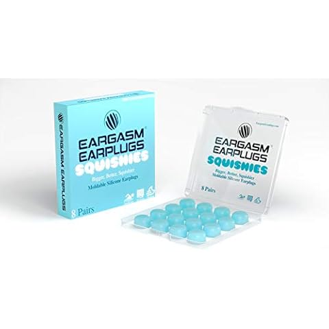 Eargasm Squishies - Blue Moldable Multipurpose Noise Reduction Noise Cancelling Waterproof Airtight Ear-Plugs for Sleeping, Snoring, Working, Studying, Swimming and More - Storage Case Included Cover