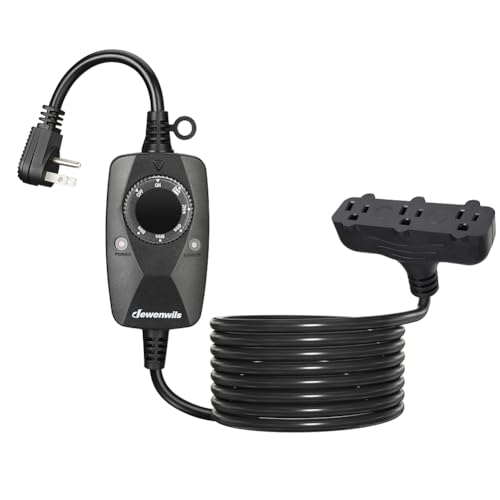 DEWENWILS Light Timer Outdoor Weatherproof with 12 FT Extension Cord Photocell Timer Switch with 3 Grounded Outlets for Landscape Light String Lights UL Listed