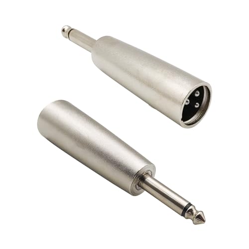 iYueMps 2pcs XLR to 6.35mm Jack Mono Adapter 3 Pins XLR to 1/4 inch Adapters XLR Male Socket to 6.35mm Male Jack Mono Plugs Conversion Connectors