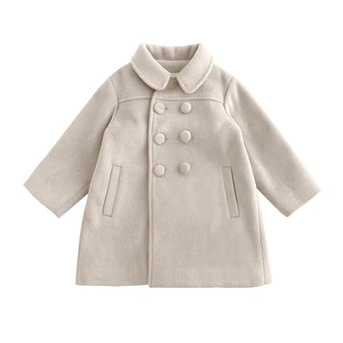 Toddler Baby Girls Dress Coat Winter Warm Trench Kids Fleece Button Woolen Jacket Overcoat Long Sleeve Peacoat Outerwear2