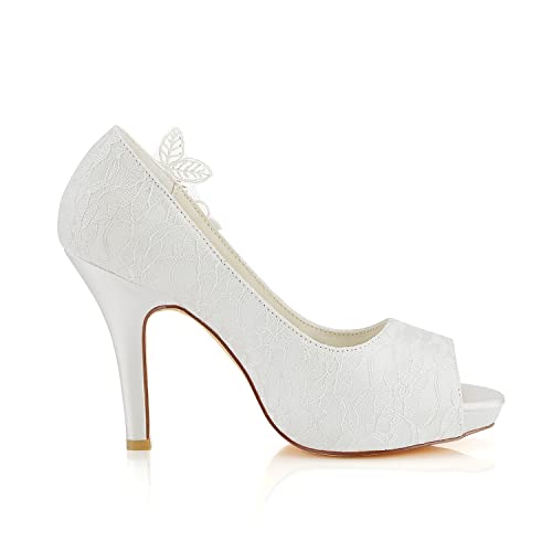 Emily Bridal Bridal Shoes Lace Wedding Shoes Lace Peep Toe High Heel Bridal Shoes3