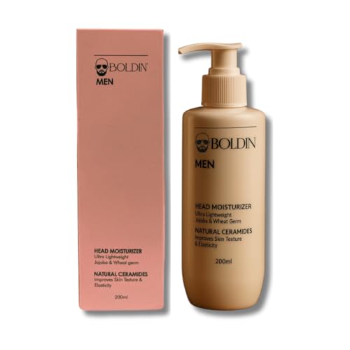 Image of BOLDIN Head Moisturizer: Lightweight Moisturizer for Bald & Shaved Heads | Natural Ceramides & Essential Oils for Scalp, Face & Neck | Restores Skin Barrier | Bold King Jumbo Size - 200ml (pack of 1)