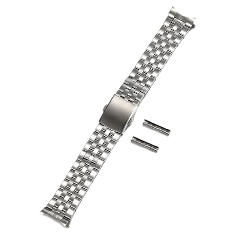 TOMIYOY Curved+Flat end link 18mm 19mm 20mm 21mm 22mm 24mm jubilee stainless steel metal watch band strap bracelet fit for rlx skx watch (18mm, Silver)
