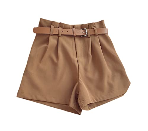 Short de bureau confortable pour femme active style coréen marron L