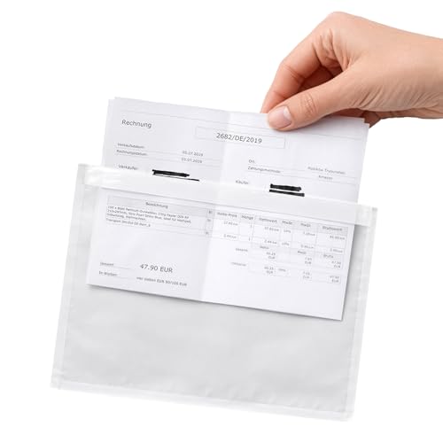Netuno 250 transparente selbstklebende Lieferscheintaschen DIN C...