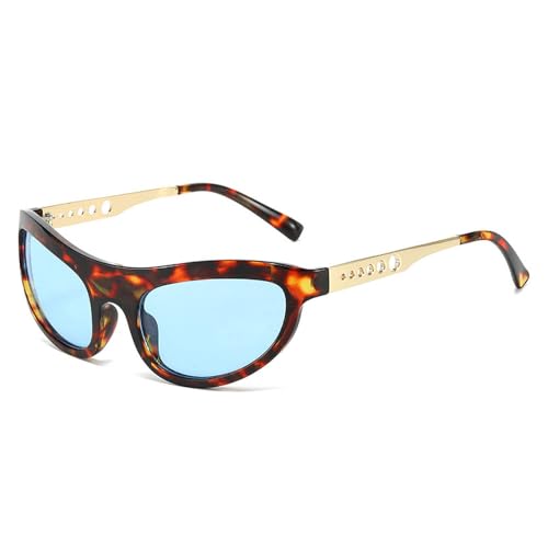 Lunettes de soleil œil de chat uniques finitions métal cercle creux style haute couture
