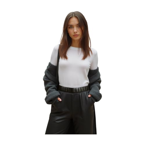 Women Pewter Color Metal Belt - Hip High Waist Fashion Elastic Skinny Waistband Size S M