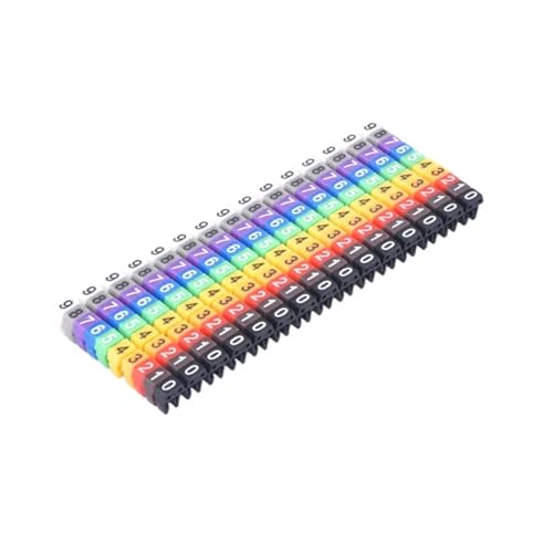 KJUUQBZL Marcadores de Cable de 100/150 Uds., Etiqueta de número de Marcador Tipo C Colorida for Cable de 2-10mm, Etiqueta de Marcador, Cable de Red for Cat5e(M-4(10.0mm) 100pcs)
