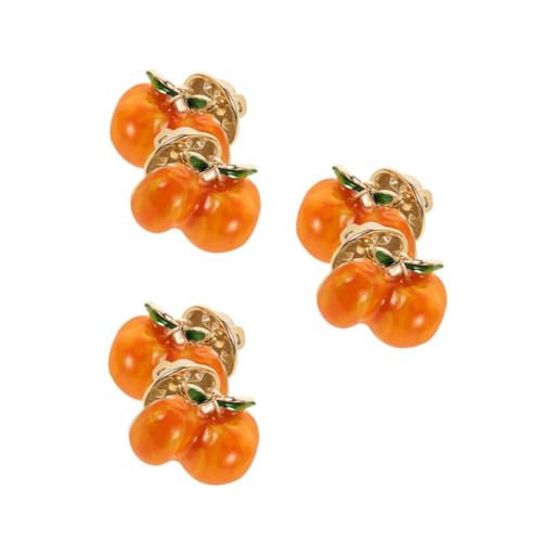Broche de dessin animé jaune pêche orange en cuivre lot de 3