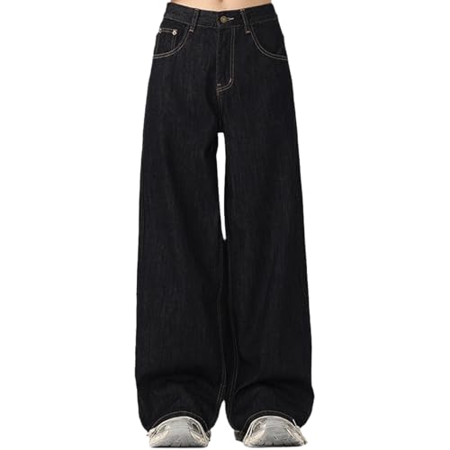 Fashionable Casual Unisex Jeans Black Urban Street Style Loose Wide Leg Pants Suitable for Both Men and Women