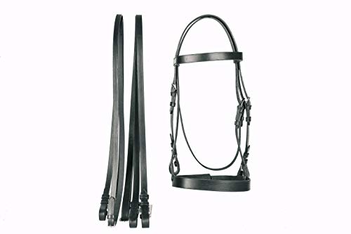Lussoro Genuine Leather Polo Bridle Headstall with Reins Full