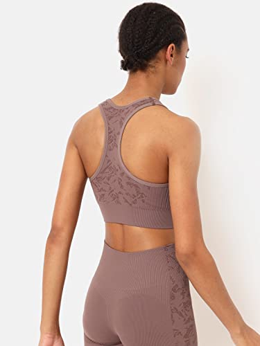 Image of Seamless Riley Sports Bra | Seamless | Lightweight | Solid Workout Bra for Women (CS601391S Brown S)