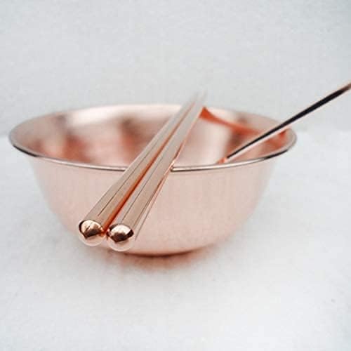 Copper Bowl & Chopsticks & Spoon Set, 99.9% Pure Copper Double-Layer Bowl, Kitchen Decor