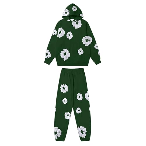 Herren Tracksuit 2 Piece Unisex Damen Trainingsanzug Y2K Hip Hop Streetwear Hoodie Sportanzug Sporthose Buchstaben Druck Lose Sweatshirt