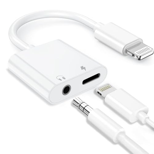 Dalimee Lightning to 3.5mm Headphone Jack Adapter[Apple MFi Certified], 2 in 1 headphone jack adapter for iPhone with 3.5mm Audio and Lightning Charge Port for iPhone 14/13/12/11/XS/XR, etc.