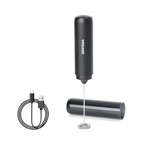 GRIFEMA Espumador de Leche USB Recargable Batidor de Leche Espuma electrico, 13000 RPM, Ergonómico, Fácil De Limpiar, Mini Batidor Leche Espuma...