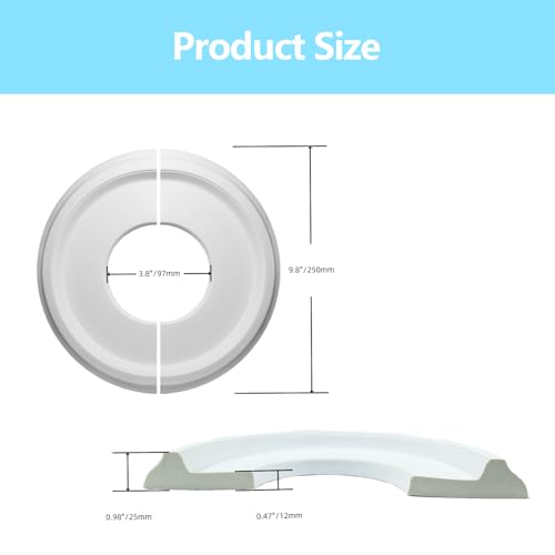 Image of 2 Pcs White Split Ceiling Medallion, Split Lighting PU Ceiling Fan Light Covers for Light Fixtures and Ceiling Fans 9.8 inch OD x 3.8 inch ID