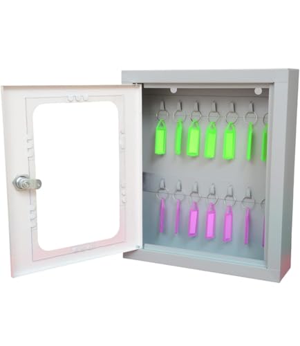 Image of Heavy Metal Keyholder Box Key Wall Box Storage Key Organizer Wall Mount Key Holder for Wall Size Large 13 * 11 * 3 inch (14 Key)