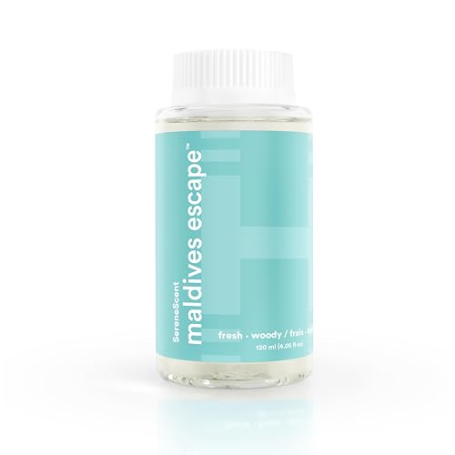 Homedics SereneScent Waterless Diffuser Oil Refill Maldives Escape (120ml). Clean Safe Luxurious Hotel-Inspired Home Fragrance. Compatible with SereneScent Diffusers. Easy Twist Plug & Play