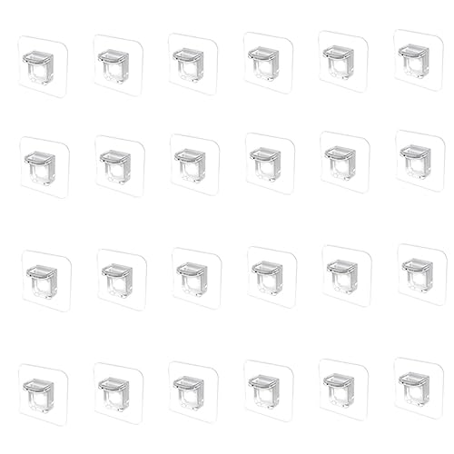 Generic 24pcs Shelf Holder Bookcase Shelf Pegs Adjustable Drop Hitch Kitchen Cabinet Shelf Clips Wardrobe Bracket White Shelf Brackets Heavy Duty Hook Abs Cabinet Level Cupboard, 7X7CM, Transparent