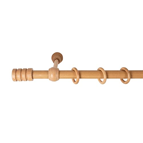 SN Deco - Stilgarnitur Gardinenstange Vorhangstange Pisa, Holz, 28 mm, 1-Lauf, Komplettset mit Ringen, 140 cm (Eiche) SN Deco - Stilgarnitur Gardinenstange Vorhangstange Pisa, Holz, 28 mm, 1-Lauf, Komplettset mit Ringen, 140 cm (Eiche)