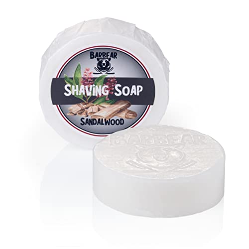Barbear | Rasierseife de Luxe | Sandalwood | 100g Jumbo Size | Vegane Rasiercreme-Alternative | Handgefertigt in Seifenmanufaktur | Power Formel für dichten Rasierschaum thumbnail