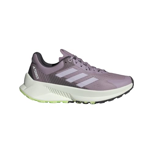 adidas Women's Terrex Soulstride Flow Sneaker, Preloved Fig/Silver Dawn/Aurora Black, 9