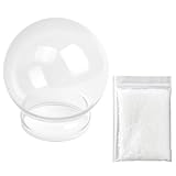 DIY Empty Glass Snow Water Globe Snowglobe Kit 2-1/2" (65mm) Outer Diameter, Replacement Repair Mini Making Clear Plastic Ball with Snowflake, Small Christmas Craft Decoration