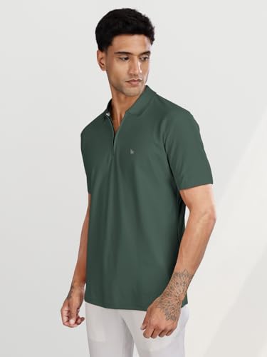 Image of BULLMER Trendy Solid Zipper Collar /Polo Neck Tshirt for Men
