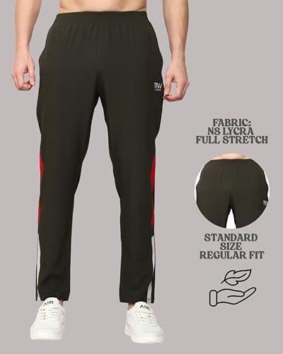 Image of Men's Ns Lycra Spandex Mixx Polyester Sports Trackpants with Both Side Zipper Pockets