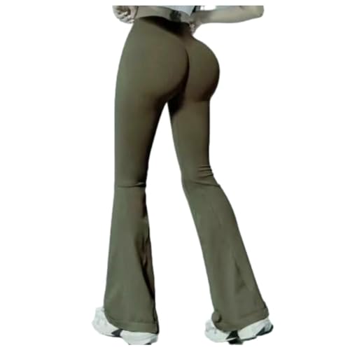 ZERAOKE Quick Drying High Waist Yoga Pants Stretch Gym Pilates Dance Leggings Running Slimming Athletic Pants-Tea Brown-S