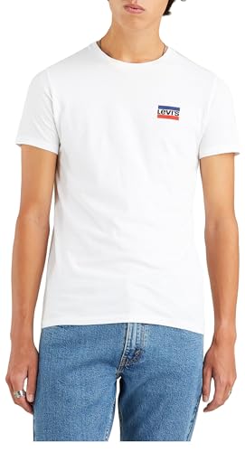Levi's Herren 2-Pack Crewneck Graphic Tee T-Shirt, Sportswear White/Dress Blues, L