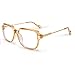VISOONE Oversized Blue Light Blocking Glasses with Chic Square TR90 Frame and Metal Temple for Women Men REMY