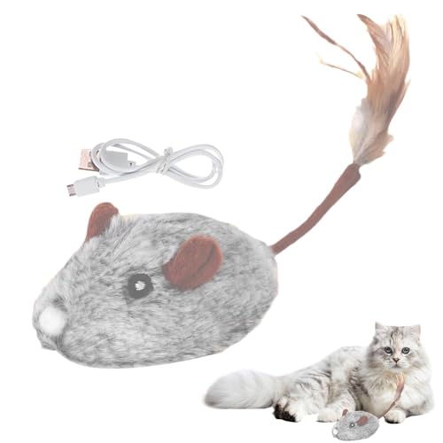 Mice Toys for Indoor Cats, Smart Interactive Kitten Toy, Usb Rechargeable Electric, Motion-Activated Pet Toy with Feather Tail f