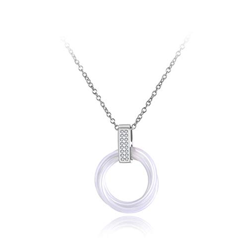 SiVaji Collier Pendentif Argent Bijoux ​Hommes Femmes Necklace Noir/Blanc En Céramique Pendentif Colliers De Mariage Pour Femmes N19087P-Blanc