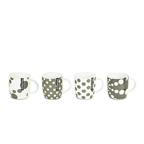 New Bone China Mugs Set of 4 Polka Dot Design Tea Coffee Home Kitchen Office Cup Coffee Cups Tea Cups Mug Set Modena Tableware Dining Cover