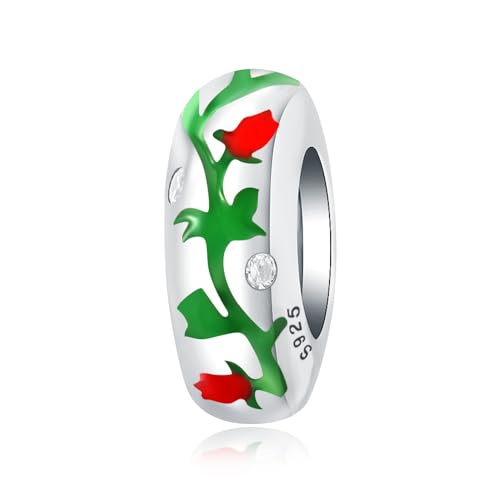 Image of ARTCHARM Rose Spacer Charm 925 Sterling Silver Clip Charm Stopper Beads Charm fit Fashion Charms Bracelet & Necklace