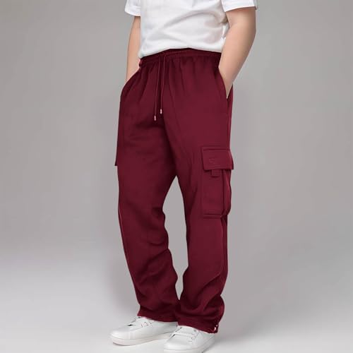 Boys Cargo Pants Baggy Straight Leg Open Bottom Sweatpants Casual Drawstring Elastic Waist Athletic Joggers Clothes2