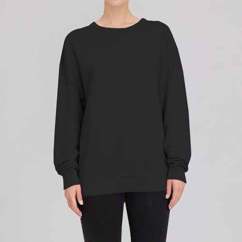 Crewneck Sweatshirts Women Fall Long Sleeve Casual Tops Black S | Long Sleeve Shirts for Women,Casual Loose Fit,Oversized Casual Basic Shirts,2026 Fall Winter - image 2