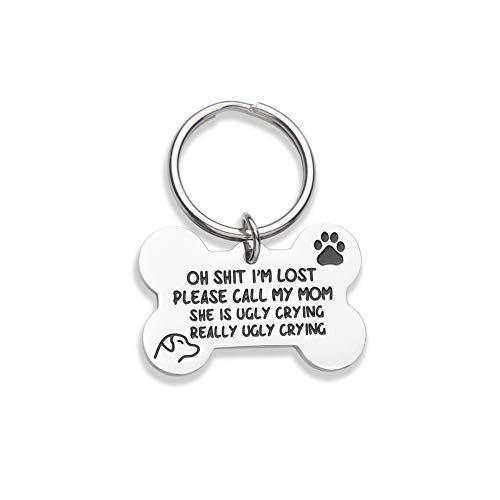 Funny Dog Tag, Bone Engraved Tag, Personalized Puppy Pet ID, Pet Tags for Dogs Cats Kitten, Collar Tag, for Pets New Puppy Stainless Steel-Call My Mom S