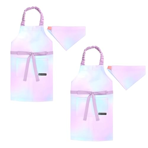 COLORFUL CANDY STYLE 子どもエプロン (100〜120cm) 撥水ノーアイロン オーロラカラー 2枚セット 女の子 かわいい 子供用 子供 こども エプロン 三角巾 セット ゴム キッズエプロン 幼児 小学生 かわいい おしゃれ 小学校