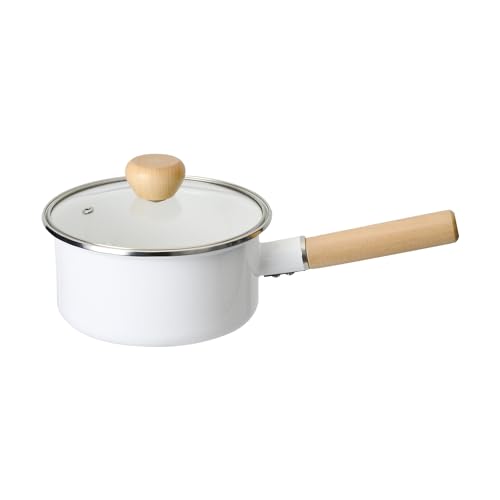 パール金属 鍋 片手鍋 16cm ホーロー 琺瑯 IH対応 ガラス蓋付 ホワイト アミュレット HB-4887