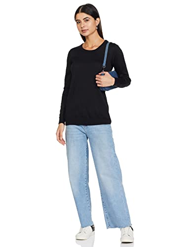 Image of Max Women Solid Lightweight Acrylic Round Neck Sweater Top