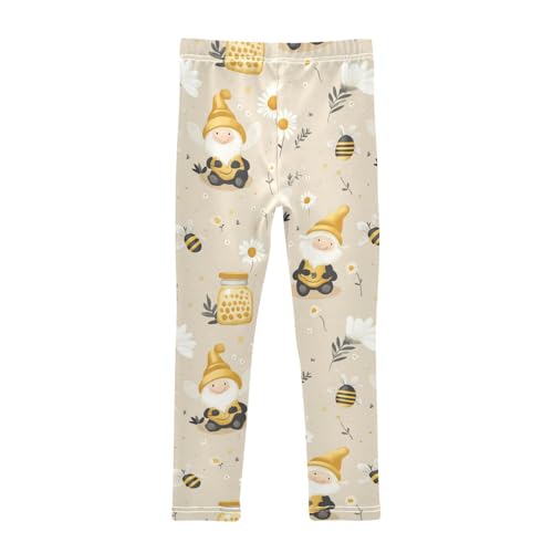 Girls Leggings Sunflower Gnome Bee Kids Ankle Length Leggings Pants Athletic Yoga Pants Toddler Tights Trousers 4T2