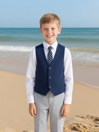 Boys Formal Suit Vest Slim Fit Vest Solid Dress for Toddler Kids Formal Wedding Outfit Size 2-14 Years4